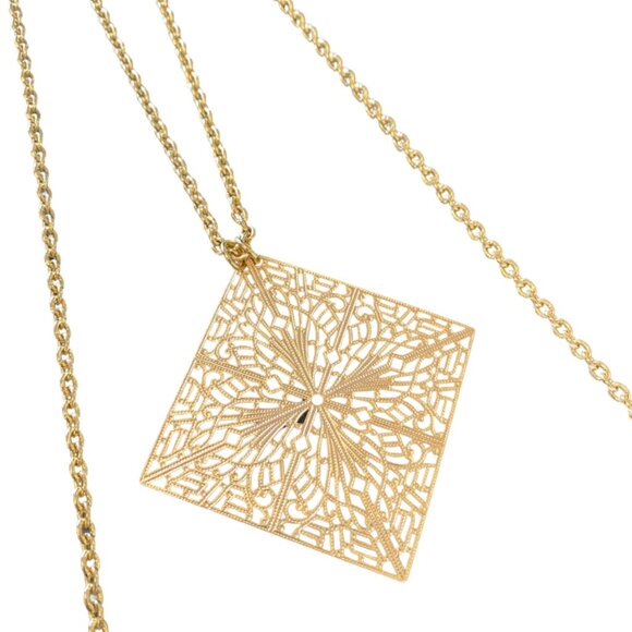 Gold Colored Byzantine Chain Necklace, 1AR or Unoaerre (Italian Brand) - Picture 2 of 5